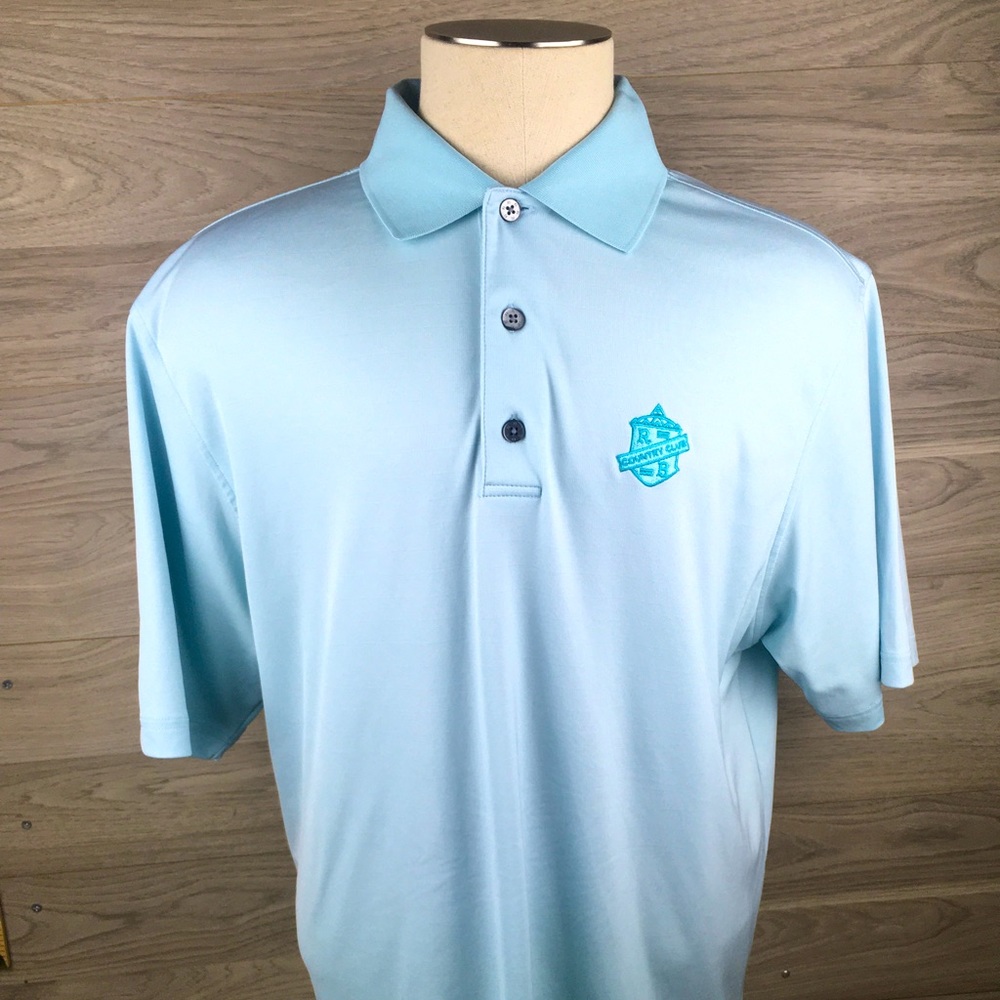 Footjoy Men’s Large Short-Sleeve Golf Polo Country Club Logo Geometric/Textured